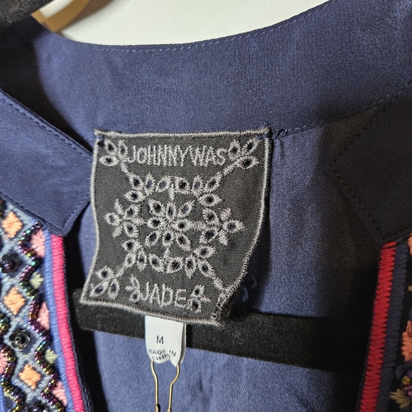 Johnny Was Valeria Silk Floral Beaded Embroidered Maxi Dress Womens Medium NEW - Picture 6 of 9